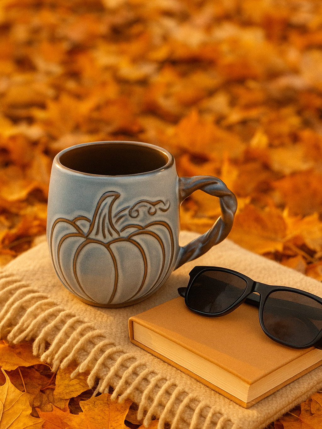 ماگ سرامیکی برجسته کدو دسته پیچی طوسی