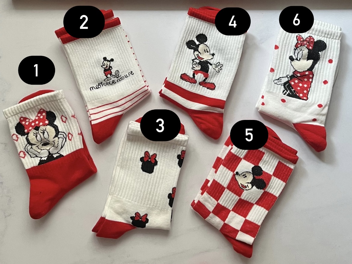 جوراب نخی نیم ساق طرح میکی و مینی